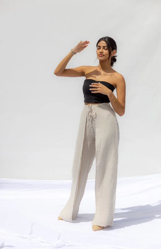 Natural Beige Sicilia Layered Trousers - Sabbia Trousers stylish modern