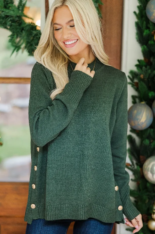 The Slouchy Emerald Green Side Button Sweater Oversized Loose Flowy