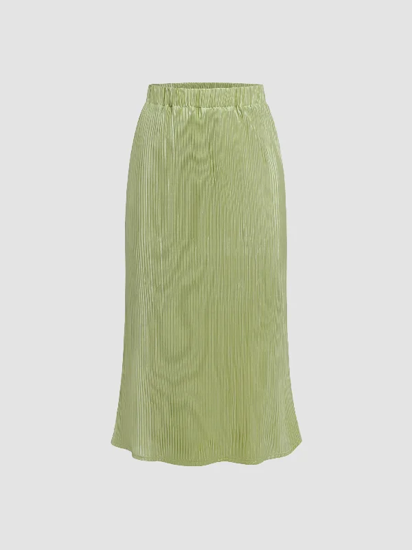 Satin Striped Textured A-Line Skirt casual skirt length