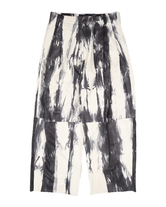 "Plain Rainbow" Tie Dye Wide-Leg Leather Trousers Trousers Recommended Stylist