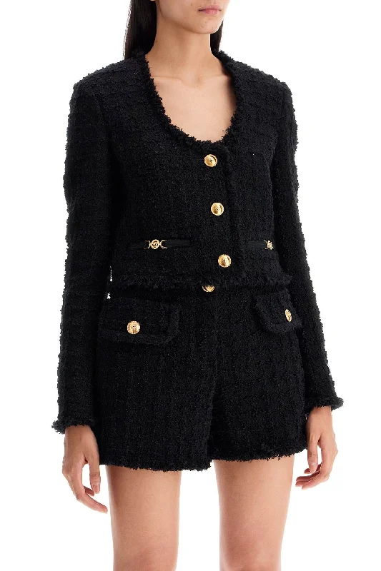 Versace Short Tweed Heritage Jacket Plaid Jacket Tartan Jacket Houndstooth Jacket
