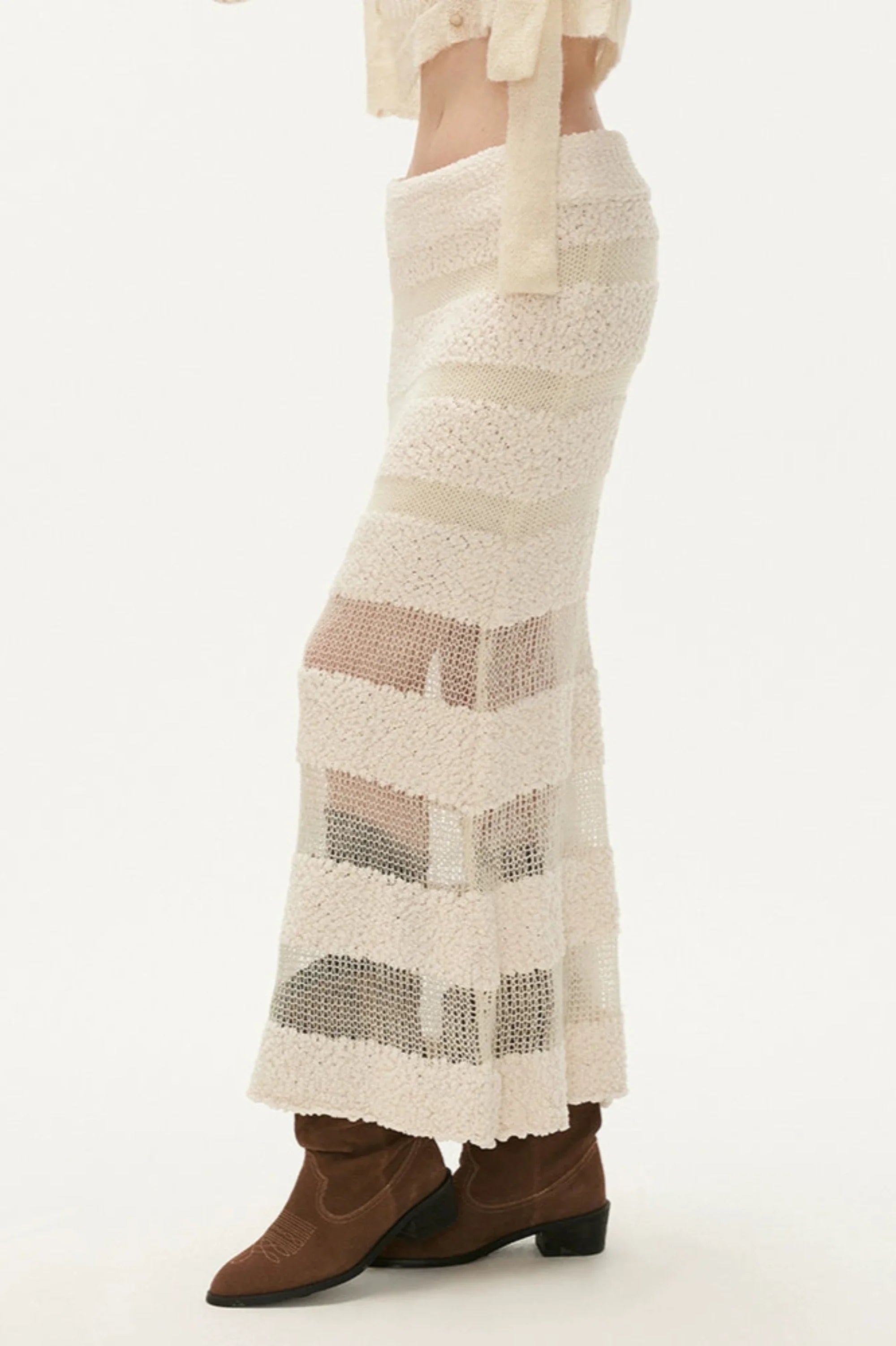 Embellished Knit Maxi Skirt corduroy skirt cozy