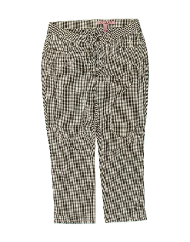 JECKERSON Womens Slim Cropped Trousers W28 L25 Grey Gingham Cotton Trousers Formal Black JECKERSON Womens Slim Cropped Trousers W28 L25 Grey Gingham Cotton Trousers Formal Black