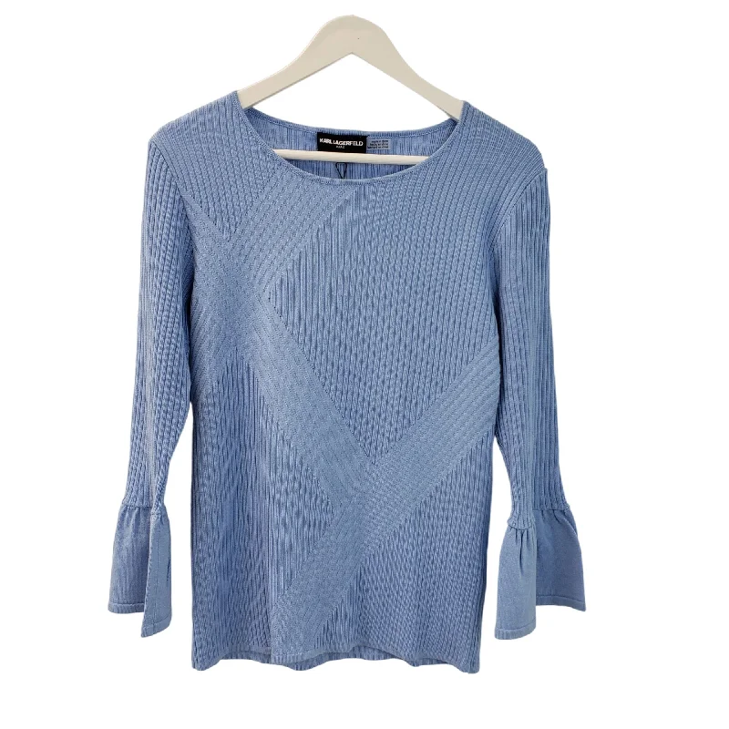 NWT Karl Lagerfeld Ribbed Ruffle Sleeve Sweater Size Small Thin Thick Dense