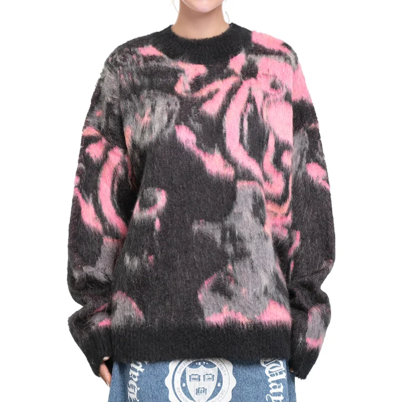 Rounded-collar sweater with "Magma" print Pink Chenille Fabric Brocade Fabric Lace Fabric Rounded-collar sweater with "Magma" print Pink Chenille Fabric Brocade Fabric Lace Fabric