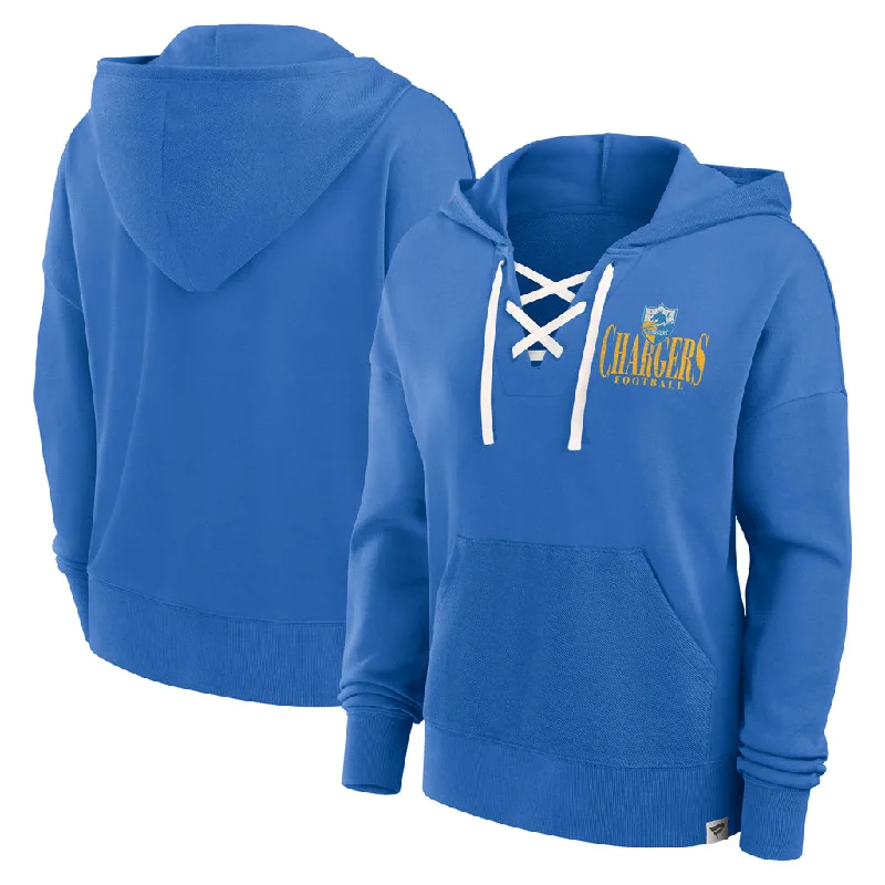 NFL Los Angeles Chargers Women's Fanatics Blitz Left Lace Up Hoodie Hoodie with Pattern Geometric Abstract NFL Los Angeles Chargers Women's Fanatics Blitz Left Lace Up Hoodie Hoodie with Pattern Geometric Abstract