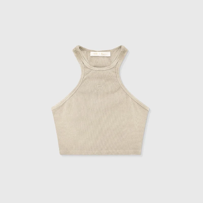 Core Ribbed Crop Tank Top - Sand black tank top