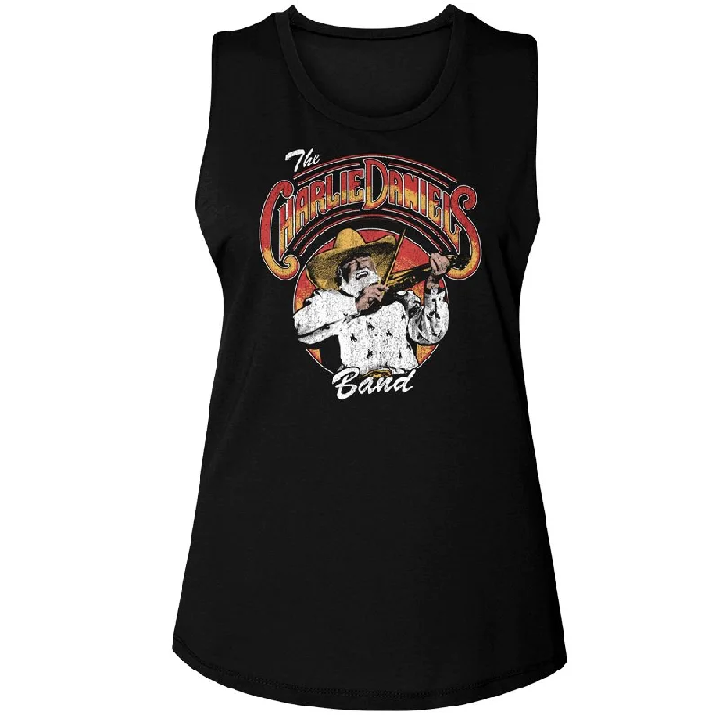 CHARLIE DANIELS BAND Tank Top, Logo And Fiddlin cutout tank top