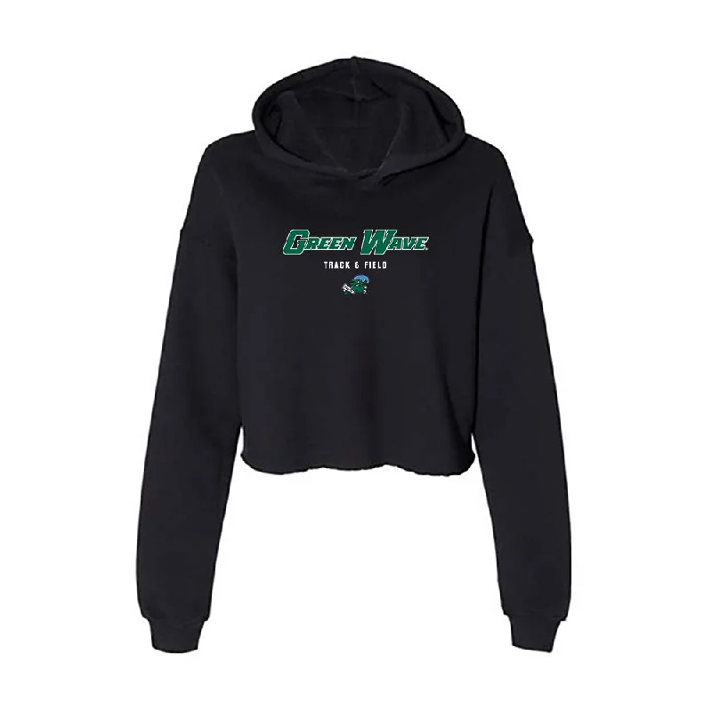 Tulane - NCAA Women's Track & Field : Ali Saunders - Women's Crop Fleece Hoodie Hoodie with Hem Elastic Stretchable Comfortable Tulane - NCAA Women's Track & Field : Ali Saunders - Women's Crop Fleece Hoodie Hoodie with Hem Elastic Stretchable Comfortable
