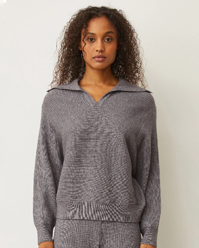 Softknit Rib Collared Sweater Seamless Knitted Crochet