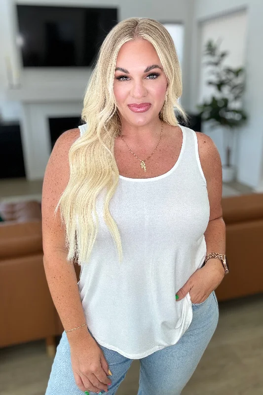 Hazel Blues® |  Sleek Scoop Neck Tank Top in Ivory fitted tank top