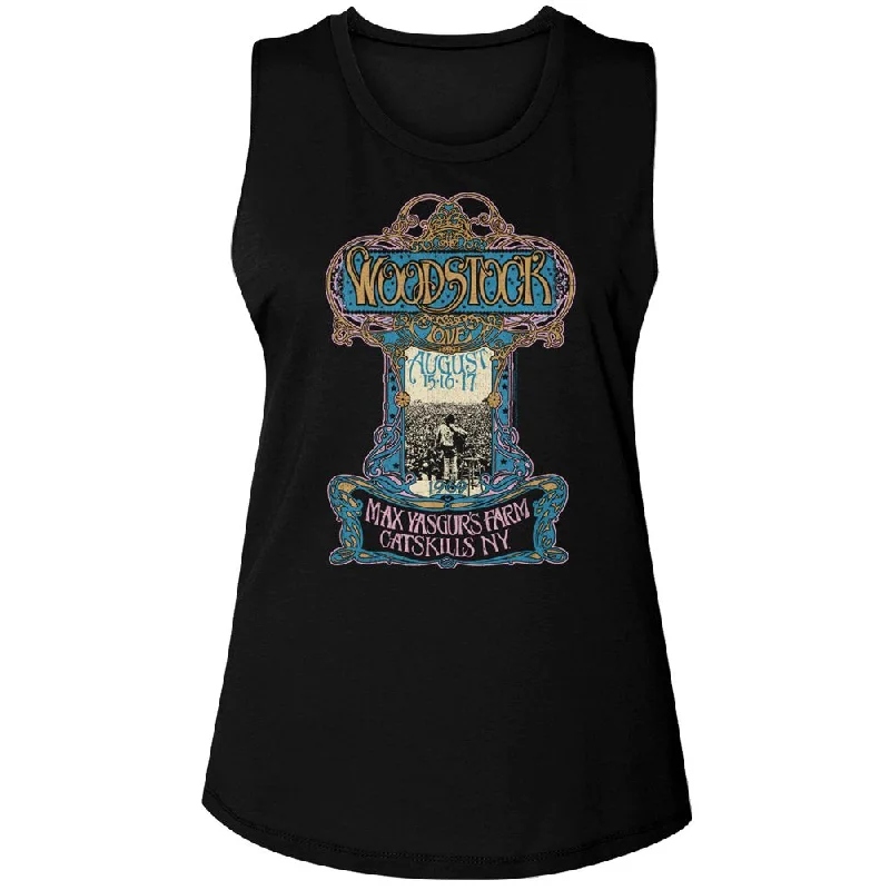 WOODSTOCK Tank Top for Ladies, Nouveau Poster glitter tank top