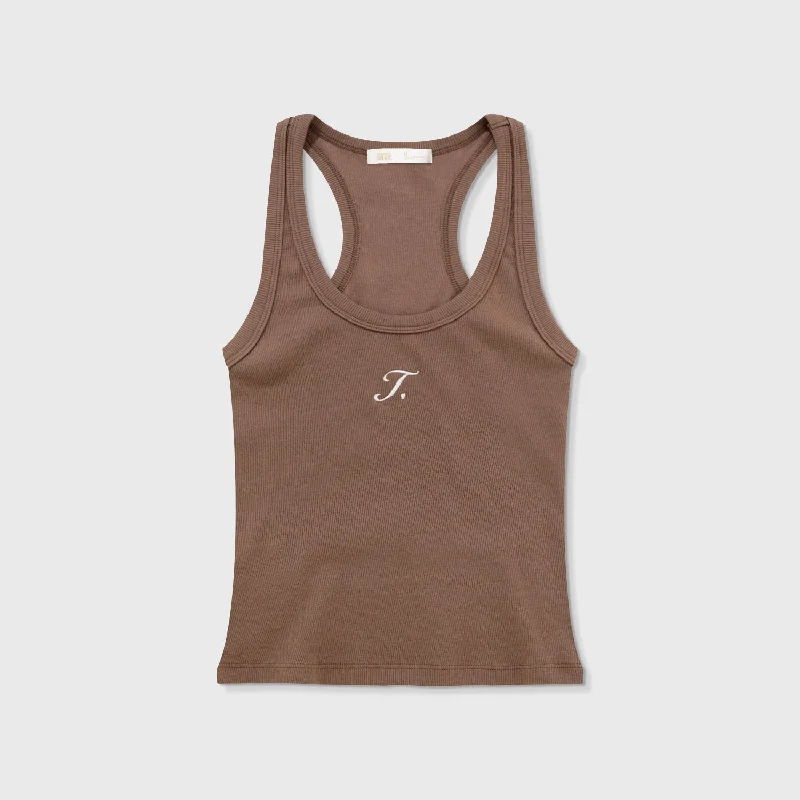 The Journey Ribbed Tank Top - Brown teal tank top