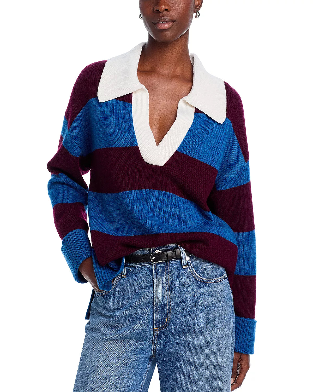 Harris Collared Sweater - Rugby Stripe Sequined Glittery Shiny