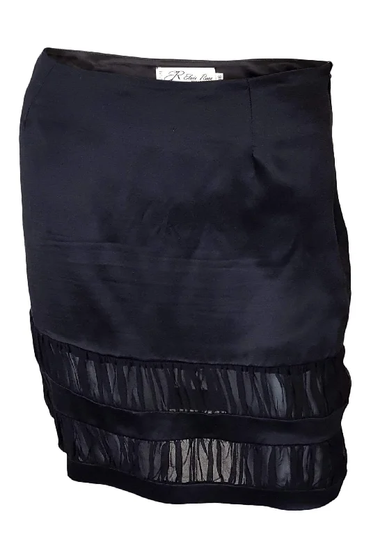 ELOISE ROSE Monaco Black Silk Mini Skirt (36) zip skirt side