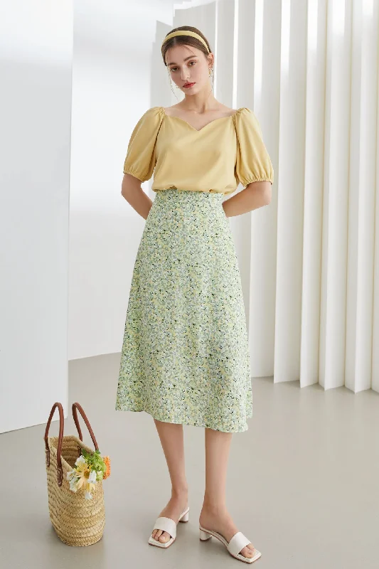 Fansilanen | Sherry Floral Midi Skirt chiffon skirt floaty