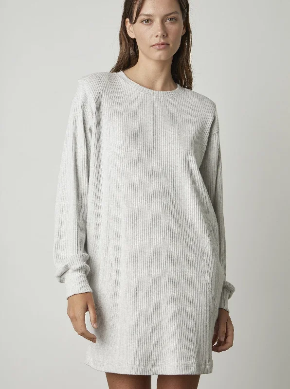 Camille Lux Rib Sweater Dress Mesh Sweater Canvas Denim