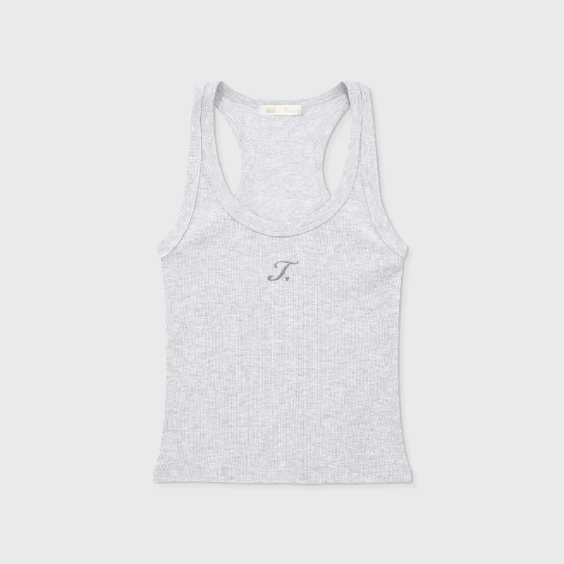 The Journey Ribbed Tank Top - Gray turquoise tank top