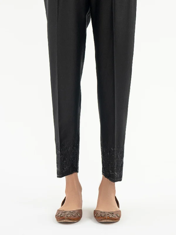 Embroidered Satin Trouser (Pret) Trousers Formal Black