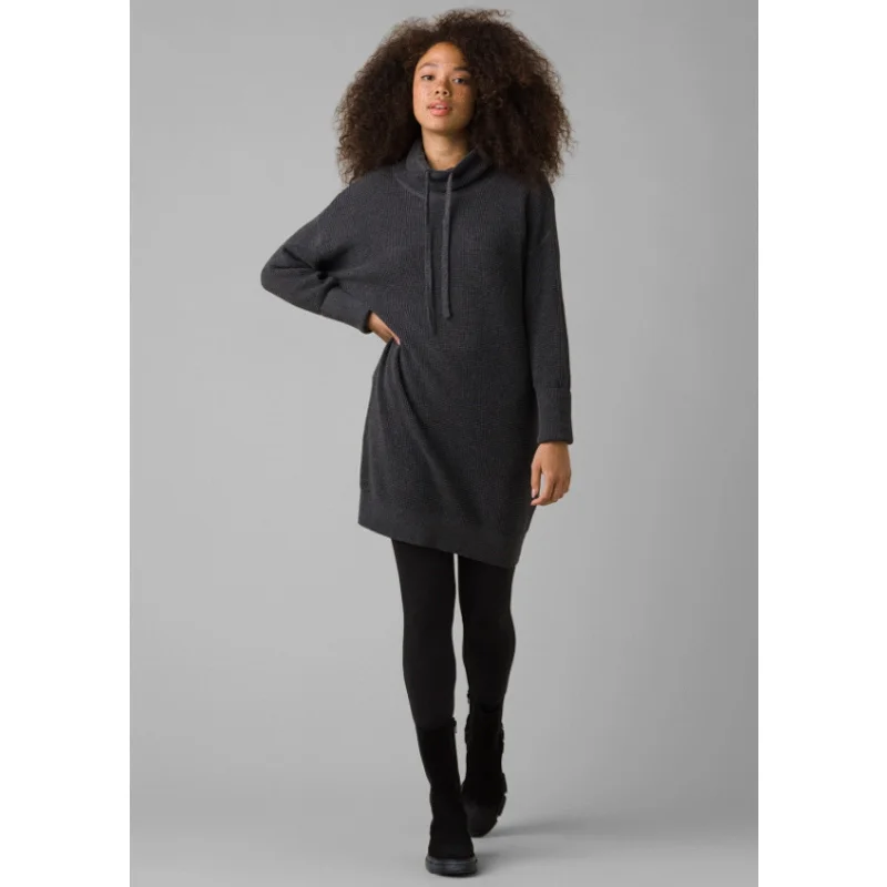 prAna Womens Milani Sweater Dress XS Charcoal Grey LS Waffle Knit Funnel NWT Casual Formal Business prAna Womens Milani Sweater Dress XS Charcoal Grey LS Waffle Knit Funnel NWT Casual Formal Business
