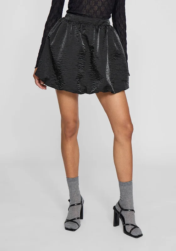 Vila Mabelle Bubble Hem Mini Skirt, Black lace skirt romantic