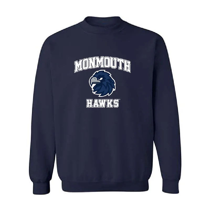 Monmouth - NCAA Women's Track & Field : Claire Denman - Classic Shersey Crewneck Sweatshirt Hoodie with Distressed Vintage Worn Monmouth - NCAA Women's Track & Field : Claire Denman - Classic Shersey Crewneck Sweatshirt Hoodie with Distressed Vintage Worn