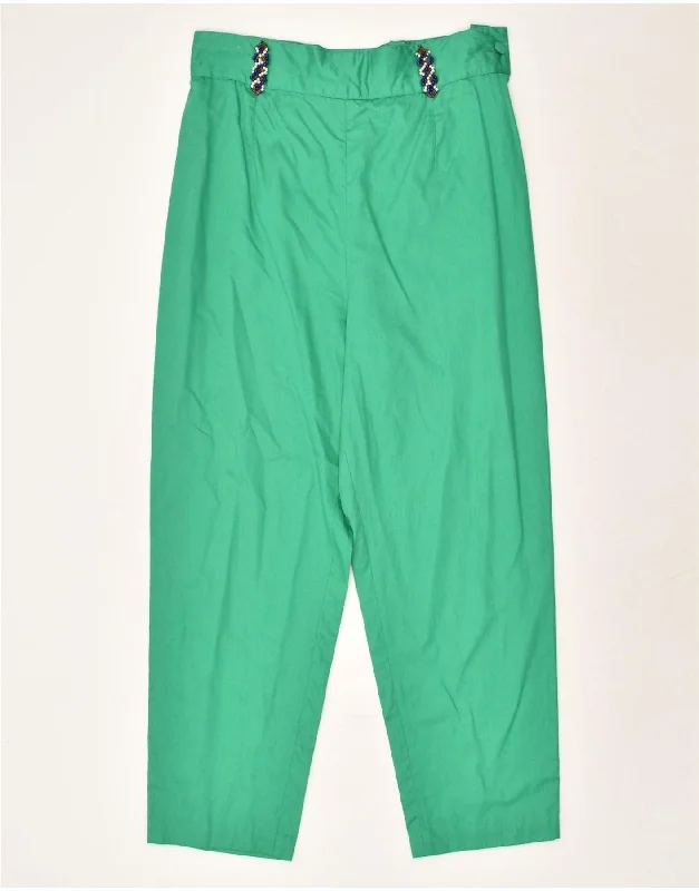VINTAGE Womens Slim Suit Trousers IT 48 XL W32 L26 Green Cotton Trousers cozy soft