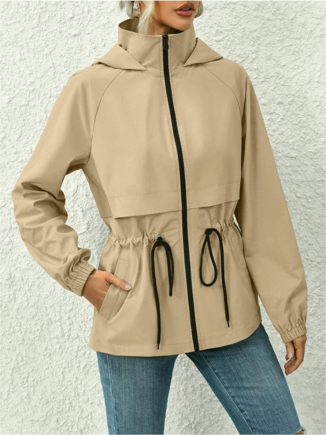Rosa Clothing Waterproof Hooded Rain Jacket in Khaki Faux Fur Jacket Real Fur Jacket Shearling Jacket Rosa Clothing Waterproof Hooded Rain Jacket in Khaki Faux Fur Jacket Real Fur Jacket Shearling Jacket