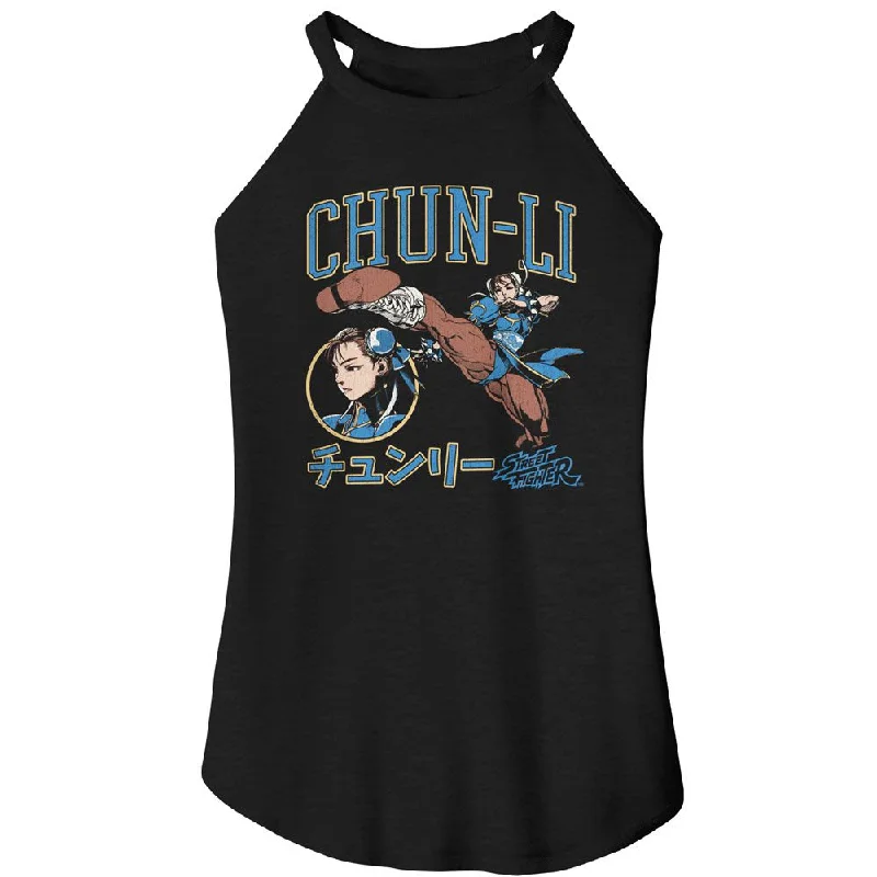STREET FIGHTER Rocker Tank Top, Chun Li Varsity glitter tank top