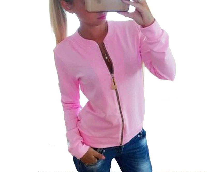 Women Jackets And Coats Solid Color Zipper Slim Fitness Thin Jacket O-neck Long Sleeve Outerwear Clothes Tailored Jacket Straight Jacket A-Line Jacket Women Jackets And Coats Solid Color Zipper Slim Fitness Thin Jacket O-neck Long Sleeve Outerwear Clothes Tailored Jacket Straight Jacket A-Line Jacket