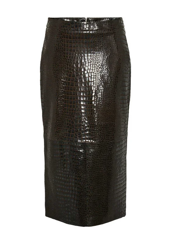 Y.A.S Siris Leather Midi Skirt, Hot Fudge velvet skirt glossy
