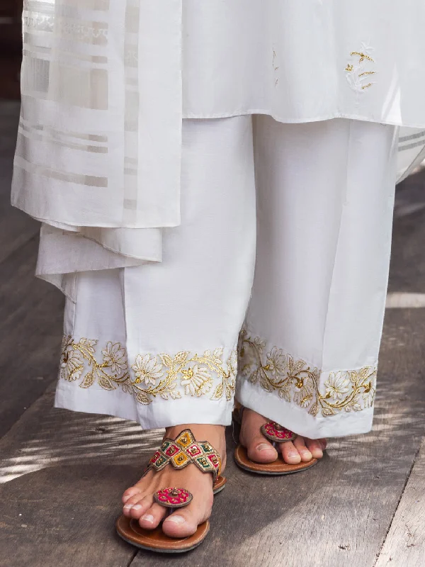 Off White Cambric Trousers - ALP-T-1837 Trousers Brand Named