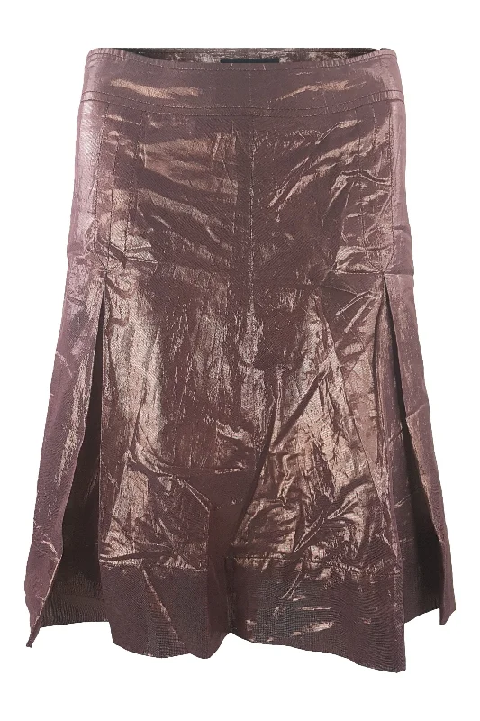 BURBERRY Iridescent Brown Box Pleat Mini Skirt (M) wool skirt thick