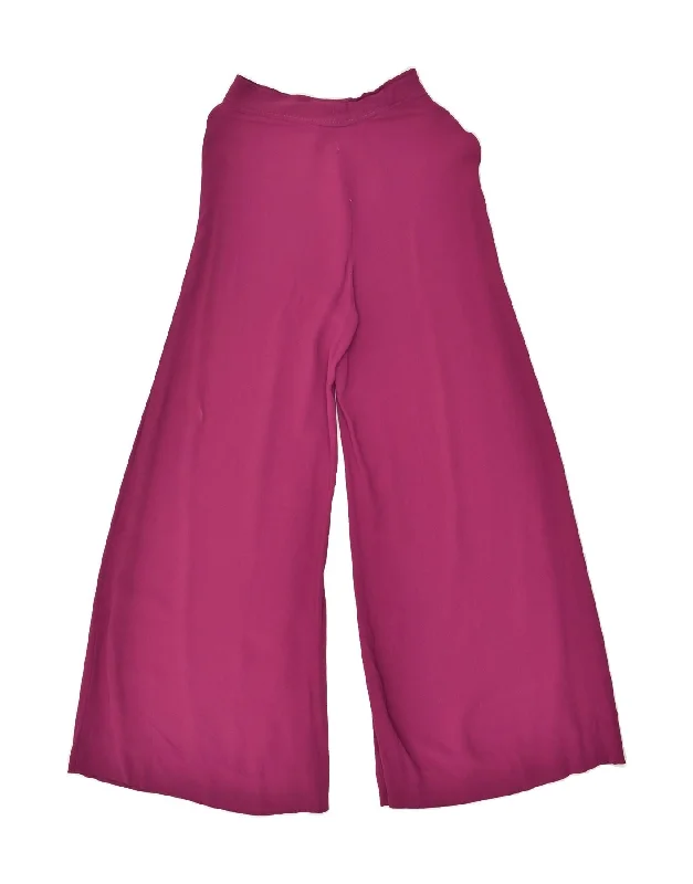VINTAGE Womens Wide Leg Casual Trousers W22 L28 Pink Trousers practical easy-care