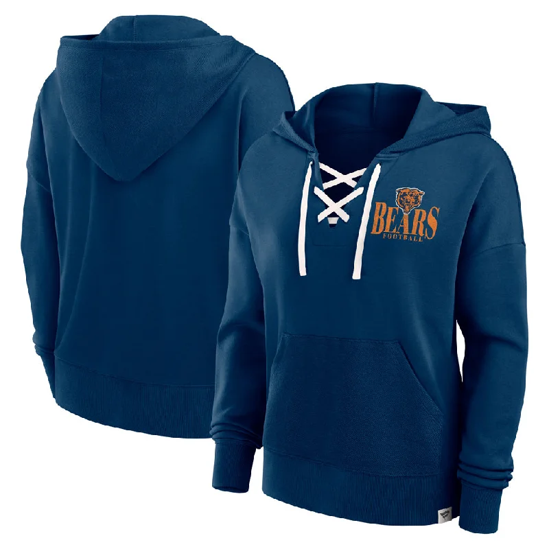 NFL Chicago Bears Women's Fanatics Blitz Left Lace Up Hoodie Hoodie with Exposed Zipper Edgy Industrial NFL Chicago Bears Women's Fanatics Blitz Left Lace Up Hoodie Hoodie with Exposed Zipper Edgy Industrial