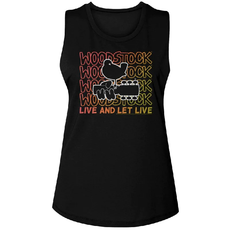 WOODSTOCK Tank Top for Ladies, Live And Let Live Gradient sequin tank top