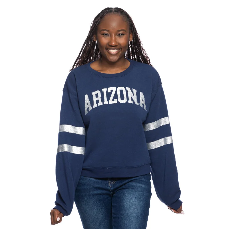 NCAA Arizona Wildcats Women's ZooZatz Glitter Sweatshirt Pullover Crewneck Hoodie with V-Neck Classic Versatile NCAA Arizona Wildcats Women's ZooZatz Glitter Sweatshirt Pullover Crewneck Hoodie with V-Neck Classic Versatile