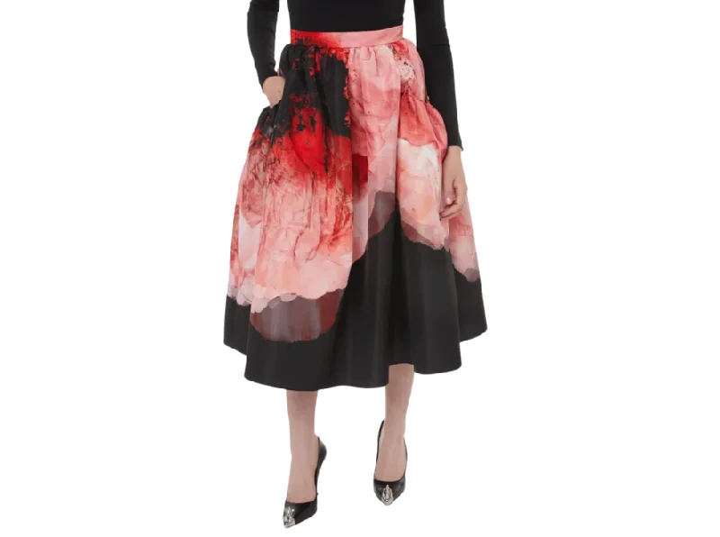 Alexander McQueen Anemone Print Faille Skirt boho skirt vibe