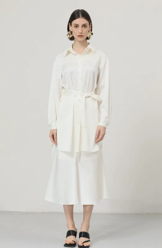 LINDONG | Audette White Fishtail Skirt velvet skirt plush