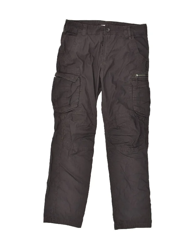 VINTAGE Womens Straight Cargo Trousers W32 L31 Black Trousers Spring Floral