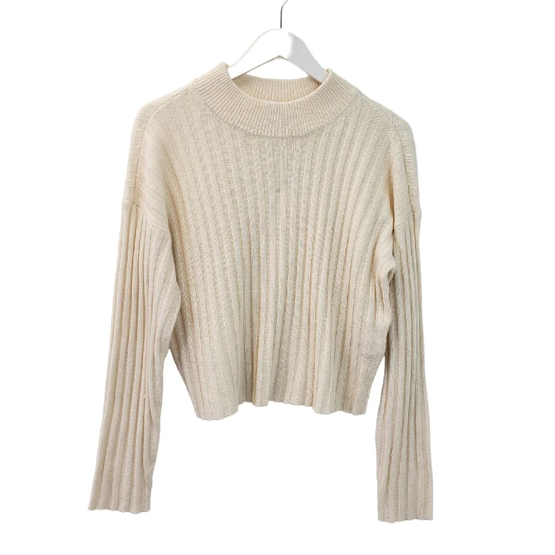 NWT Madewell Wool Blend Levi Ribbed Mock Cropped Sweater Size Medium Handmade Hand-knitted Hand-woven NWT Madewell Wool Blend Levi Ribbed Mock Cropped Sweater Size Medium Handmade Hand-knitted Hand-woven