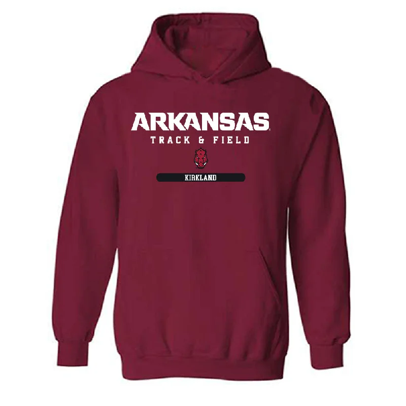 Arkansas - NCAA Women's Track & Field : Morgan Kirkland - Classic Shersey Hooded Sweatshirt Hoodie with Hem Raw Edge Edgy Unfinished Arkansas - NCAA Women's Track & Field : Morgan Kirkland - Classic Shersey Hooded Sweatshirt Hoodie with Hem Raw Edge Edgy Unfinished