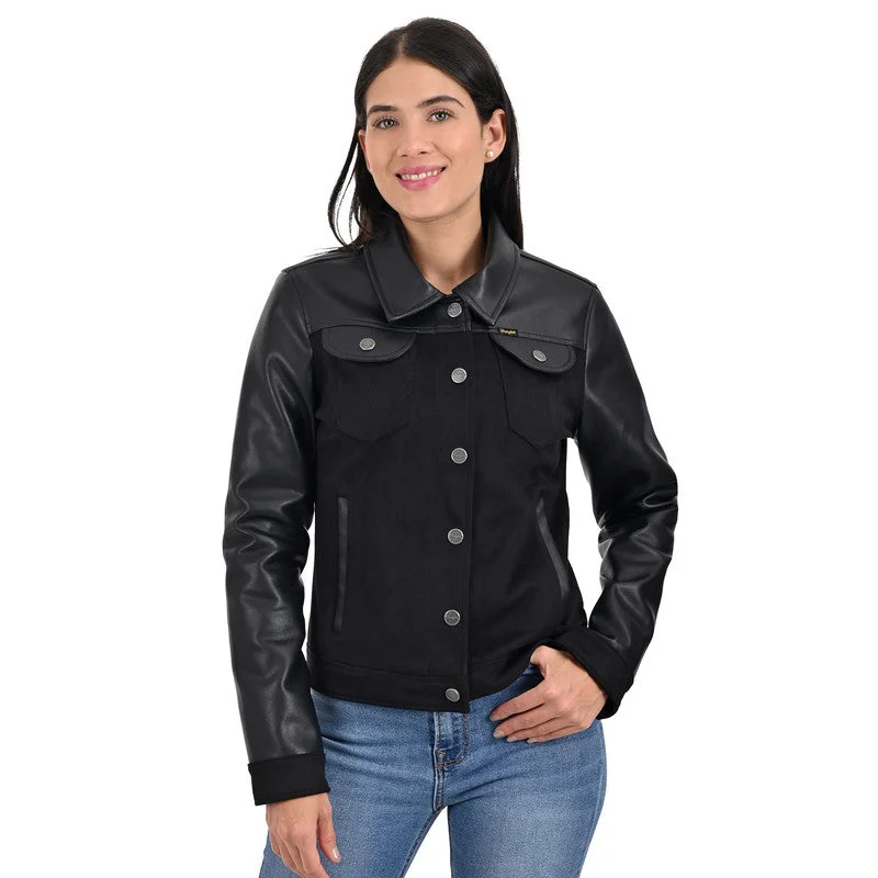 Wrangler Women's Dual Texture Trucker Jacket Tailored Jacket Straight Jacket A-Line Jacket Wrangler Women's Dual Texture Trucker Jacket Tailored Jacket Straight Jacket A-Line Jacket