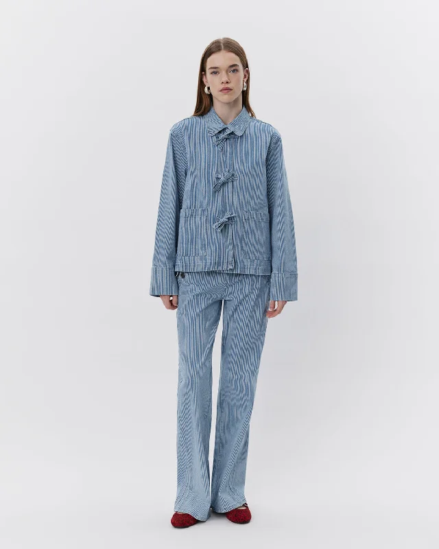 LYONSW TROUSERS - Blue striped Trousers Fall Fleece