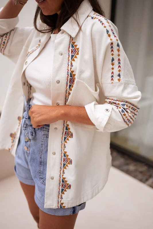 Ecru Camy Patterned Jacket Satin Jacket Silk Jacket Chiffon Jacket