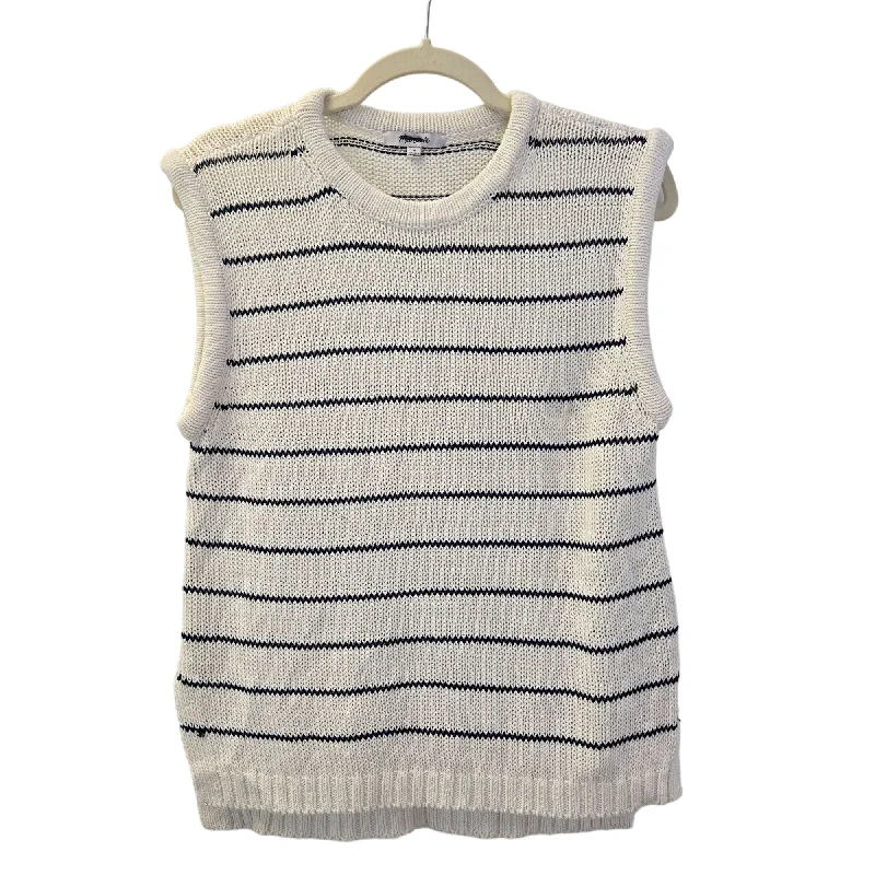 NWT Madewell Striped Melina Puff Trim Sleeveless Sweater Top Size Medium Faux Fur Fabric Real Fur Fabric Shearling Fabric NWT Madewell Striped Melina Puff Trim Sleeveless Sweater Top Size Medium Faux Fur Fabric Real Fur Fabric Shearling Fabric