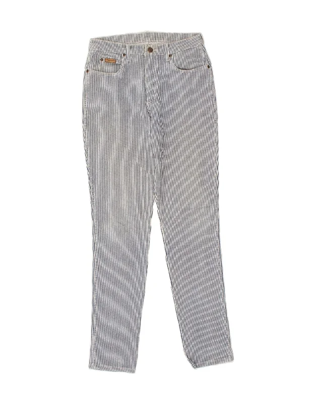 WRANGLER Womens Slim Casual Trousers W30 L31 Grey Striped Trousers Mesh Breathable