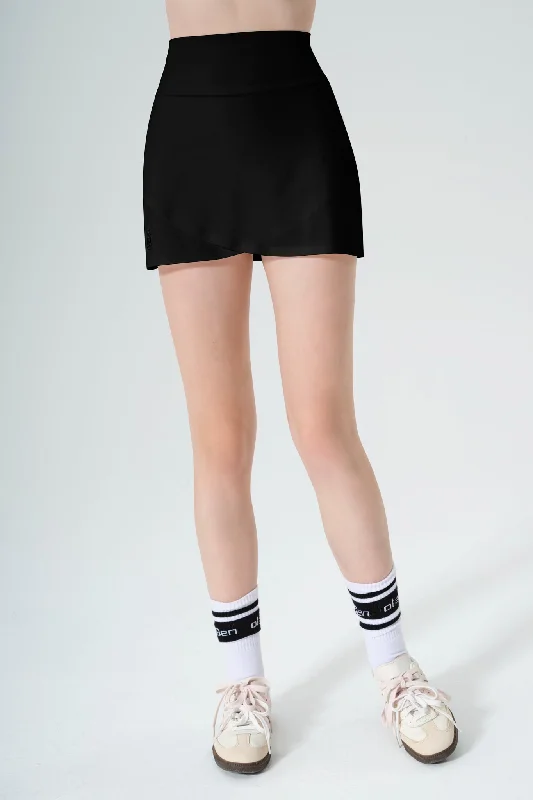 Racquet Crossover Skirt - Black leather skirt modern