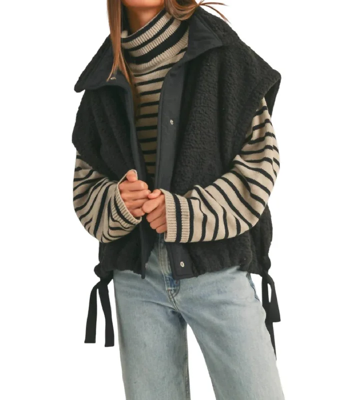 Teddy Fabric Utility Vest Jacket In Black Satin Jacket Silk Jacket Chiffon Jacket