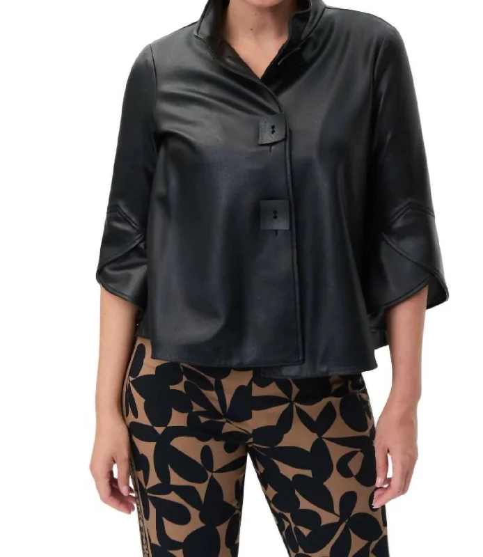 Pleather Jacket In Black Chenille Fabric Brocade Fabric Lace Fabric